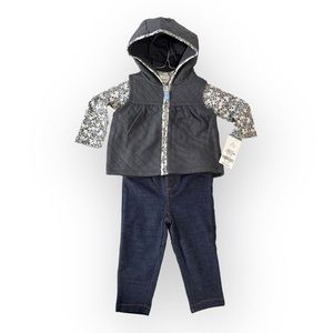 Carter's 3-Piece Little Hooded Vest Set-Baby Girl-9 months-NWT